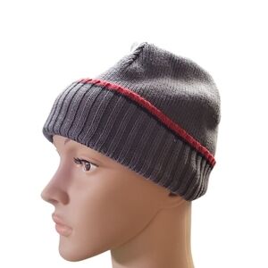 Accessories Gray Winter Hat With Red Trim One Size